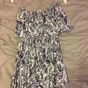 Blue and White Printed Maxi Dress